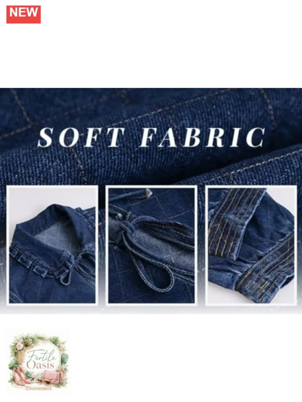 Women's Cotton Blend Denim Jacket Tie Front Peter Pan Collar Loose Fit Long
